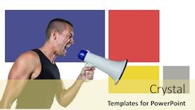  Presentation with minimal - Slide set featuring fitness trainer man with minimal shapes and megaphone background and a blonde colored foreground