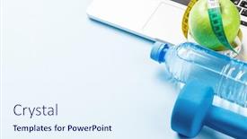  Presentation with diet - Slides featuring fitness-training-and-healthy-food background and a sky blue colored foreground