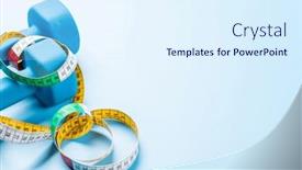  Presentation with diet - PPT theme featuring fitness-training-and-healthy-food background and a sky blue colored foreground