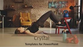  Presentation with healthy living - Audience pleasing PPT theme consisting of fitness-training-at-home-young backdrop and a coral colored foreground