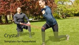  Presentation with class - Beautiful PPT layouts featuring fitness training class with rubber backdrop and a gold colored foreground