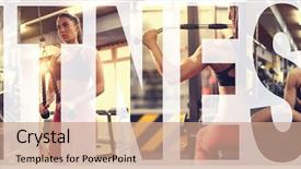  Presentation with training - Presentation theme with fitness training collage background and a coral colored foreground