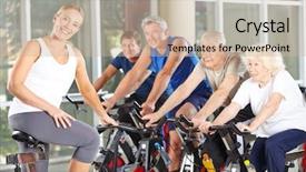  Presentation with fitness for senior citizens - Beautiful PPT theme featuring fitness training in the rehabilitation backdrop and a soft green colored foreground