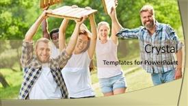  Presentation with team training - Theme having fitness training or a teambuilding background and a coral colored foreground