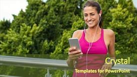  Presentation with woman runner - Colorful theme enhanced with fitness training outside latin backdrop and a tawny brown colored foreground