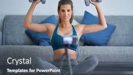 Presentation with influencer - Colorful PPT layouts enhanced with fitness-vlogger-influencer-recording-live backdrop and a dark gray colored foreground