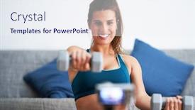  Presentation with influencer - PPT layouts consisting of fitness-vlogger-influencer-recording-live background and a sky blue colored foreground