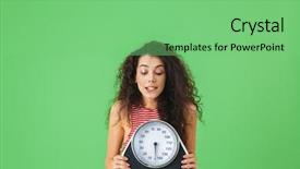  Presentation with fitness - Cool new presentation theme with fitness woman 20s wearing summer backdrop and a seafoam green colored foreground