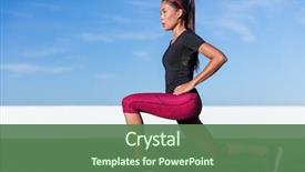 Presentation with forward - PPT theme having fitness woman doing lunges exercises background and a ocean colored foreground
