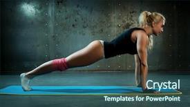  Presentation with fitness - Beautiful presentation design featuring fitness woman doing push-ups backdrop and a ocean colored foreground