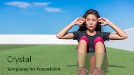 Presentation with exercise kids kid doing fitness - Slides with fitness woman doing situps training background and a seafoam green colored foreground