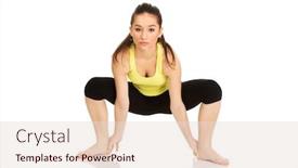  Presentation with exercise - Beautiful presentation featuring fitness woman doing stretching exercise backdrop and a lemonade colored foreground