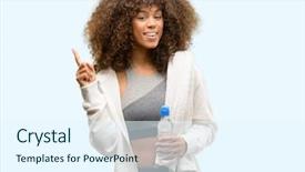  Presentation with ophthalmoscope african american models - Presentation theme consisting of fitness woman holding water bottle background and a  colored foreground
