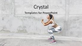  Presentation with sports shoes - Amazing presentation theme having fitness woman in sportswear doing backdrop and a light gray colored foreground