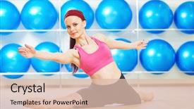 Presentation with pilates - Audience pleasing PPT layouts consisting of fitness woman instructor doing stretching pilates exercises split in sport club backdrop and a lemonade colored foreground