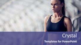  Presentation with stadium - Presentation consisting of fitness woman on stadium background and a ocean colored foreground