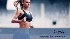  Presentation with stadium - Colorful slide deck enhanced with fitness woman on stadium backdrop and a ocean colored foreground