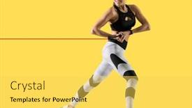  Presentation with resistance - Audience pleasing presentation consisting of fitness-woman-performs-exercises backdrop and a yellow colored foreground