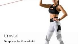  Presentation with resistance - Slide deck with fitness-woman-performs-exercises background and a white colored foreground