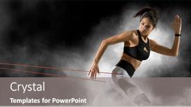  Presentation with resistance - Colorful slide deck enhanced with fitness-woman-performs-exercises backdrop and a gray colored foreground