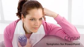  Presentation with bottle water - Beautiful theme featuring fitness woman relax water bottle ball sportive outfit backdrop and a coral colored foreground