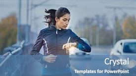  Presentation with heart rate - Amazing theme having fitness woman runner checking time backdrop and a teal colored foreground