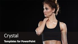  Presentation with black woman - Presentation with fitness woman standing in studio and holding her neck while looking away over black background background and a dark gray colored foreground