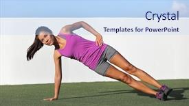  Presentation with home garden - Amazing PPT theme having fitness woman training body core backdrop and a sky blue colored foreground