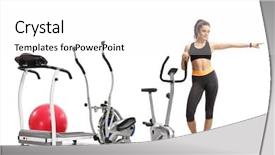  Presentation with fitness - Cool new PPT layouts with fitness woman with exercise machine backdrop and a  colored foreground
