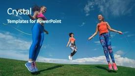  Presentation with fitness - Presentation with fitness women exercising jumping rope background and a ocean colored foreground