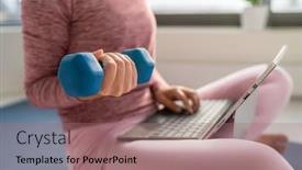  Presentation with lifting weights - Theme having fitness-workout-and-working background and a coral colored foreground