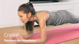  Presentation with exercise class - PPT theme having fitness-workout-at-home-indoors background and a coral colored foreground