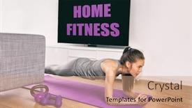  Presentation with exercise class - Amazing presentation theme having fitness-workout-staying-at-home backdrop and a coral colored foreground