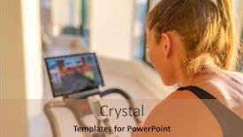  Presentation with online streaming - Beautiful PPT theme featuring fluida - fitness workout woman training backdrop and a coral colored foreground
