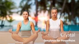  Presentation with healthy lifestyle - Presentation theme having fitness-yoga-and-healthy-lifestyle background and a coral colored foreground
