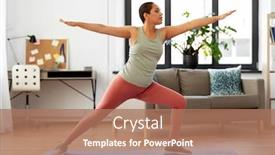  Presentation with warrior woman - PPT theme having fitness-yoga-and-healthy-lifestyle background and a coral colored foreground