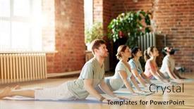  Presentation with healthy lifestyle - PPT theme having fitness-yoga-and-healthy-lifestyle background and a coral colored foreground