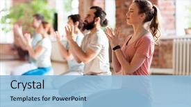  Presentation with healthy lifestyle - Amazing PPT theme having fitness yoga and healthy lifestyle backdrop and a light blue colored foreground