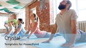  Presentation with mental wellbeing healthy lifestyle balance - Colorful PPT theme enhanced with fitness yoga and healthy lifestyle backdrop and a light blue colored foreground