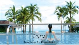  Presentation with luxury travel - Slide deck with fitness yoga perfect tanned body background and a light blue colored foreground