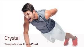  Presentation with exercise kids kid doing fitness - Presentation theme consisting of fitness young man doing push background and a sky blue colored foreground