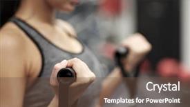  Presentation with flexing - Presentation design consisting of fitting up - sport fitness lifestyle and people background and a tawny brown colored foreground