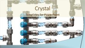  Presentation with water supply system - Beautiful PPT theme featuring fittings labyrinth with water backdrop and a cream colored foreground