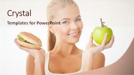  Presentation with apple and family - Audience pleasing presentation design consisting of fittness diet healthy foods - picture of sporty woman backdrop and a lemonade colored foreground