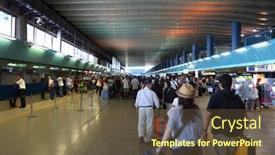  Presentation with registration - Presentation theme featuring fiumicino-italy-august-6-crowd background and a tawny brown colored foreground