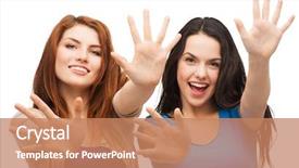  Presentation with happiness - Amazing slide set having five five - happiness and people concept backdrop and a coral colored foreground