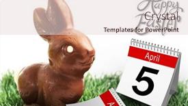  Presentation with rabbit - Presentation design featuring five against chocolate bunny rabbit on grass background and a lemonade colored foreground