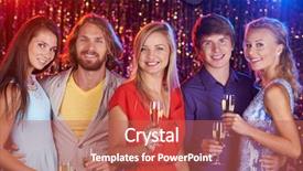  Presentation with flutes - Colorful slides enhanced with five beautiful friends holding champagne flutes and smiling at camera backdrop and a coral colored foreground