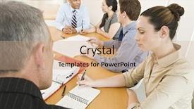  Presentation with five senses - Amazing theme having five businesspeople in a meeting backdrop and a  colored foreground