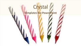  Presentation with white candles - Audience pleasing PPT theme consisting of five candles over white background backdrop and a  colored foreground